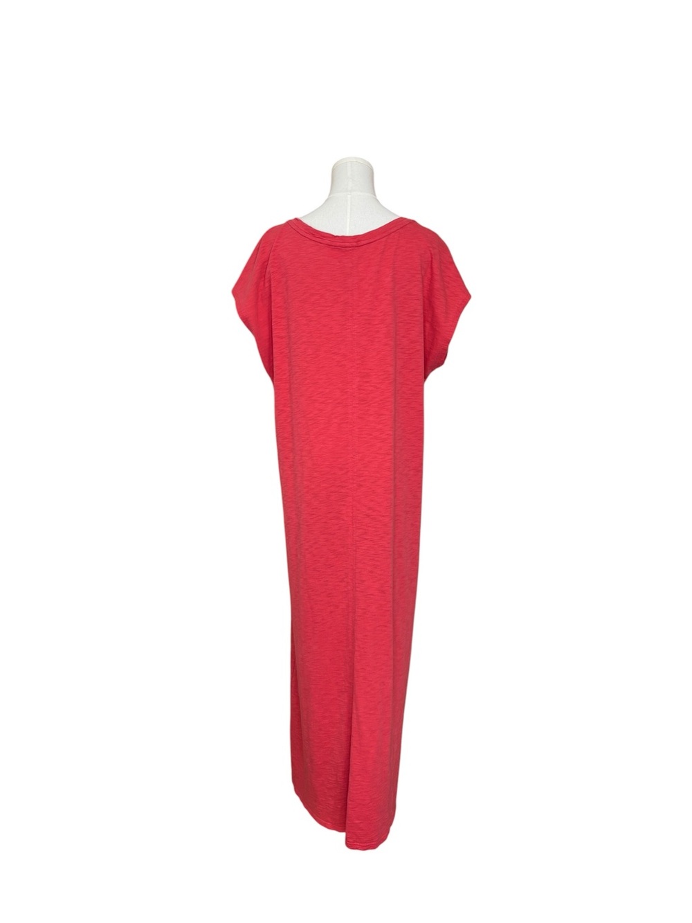 Universal Thread Coral Red Cotton V Neck Maxi T Shirt Dress Women’s L - Picture 2 of 6